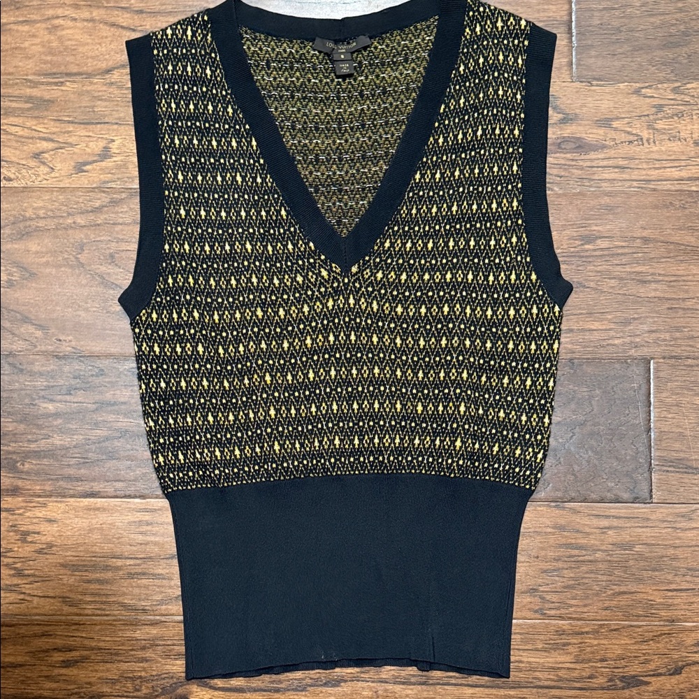 LV Louis Vuitton Black and Gold Knit Sleeveless sweater